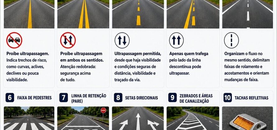 Faixa contínua ou tracejada: entenda as marcações pintadas nas rodovias