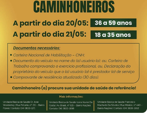 Serra do Salitre (MG) começa a vacinação de caminhoneiros