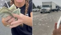 Caminhão blindado derruba dinheiro em estrada dos EUA; veja vídeo
