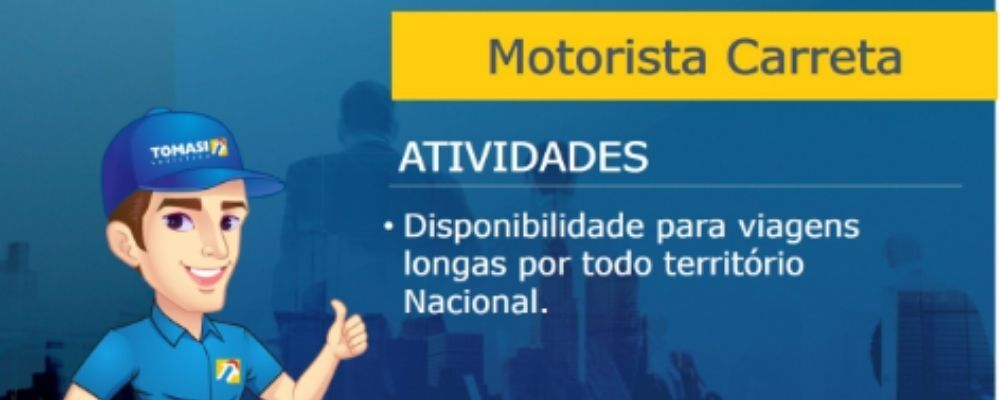 Tomasi Logística abre vagas para motoristas de carreta