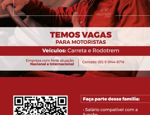 Reitor Log abre vagas para motoristas de carreta e rodotrem