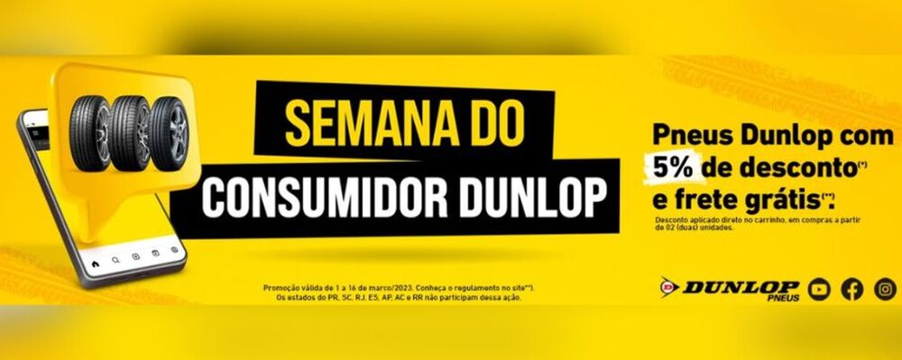 Dia do Consumidor 2023: Dunlop estende promoção de frete grátis