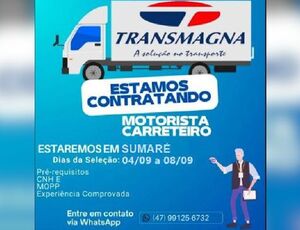 Transmagna recruta Motorista Carreteiro na região de Sumaré (SP)