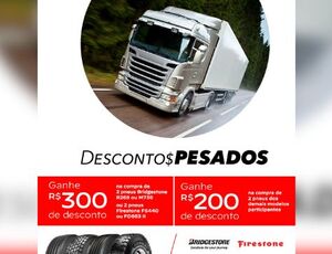 Caminhoneiros têm descontos exclusivos em pneus Bridgestone e Firestone com a promoção Descontos Pesados