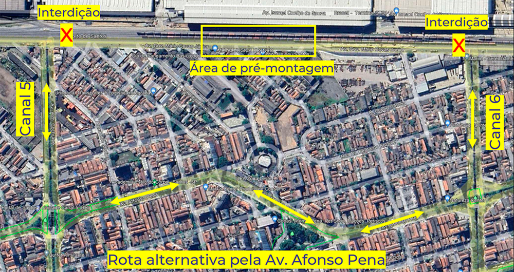 Avenida Mário Covas Jr. terá interdição total para instalação de passarela