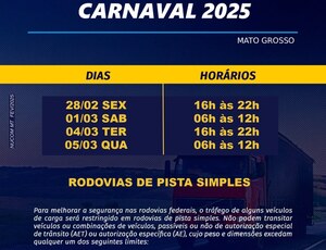 PRF lança Operação Carnaval 2025 em MT; veja restrições