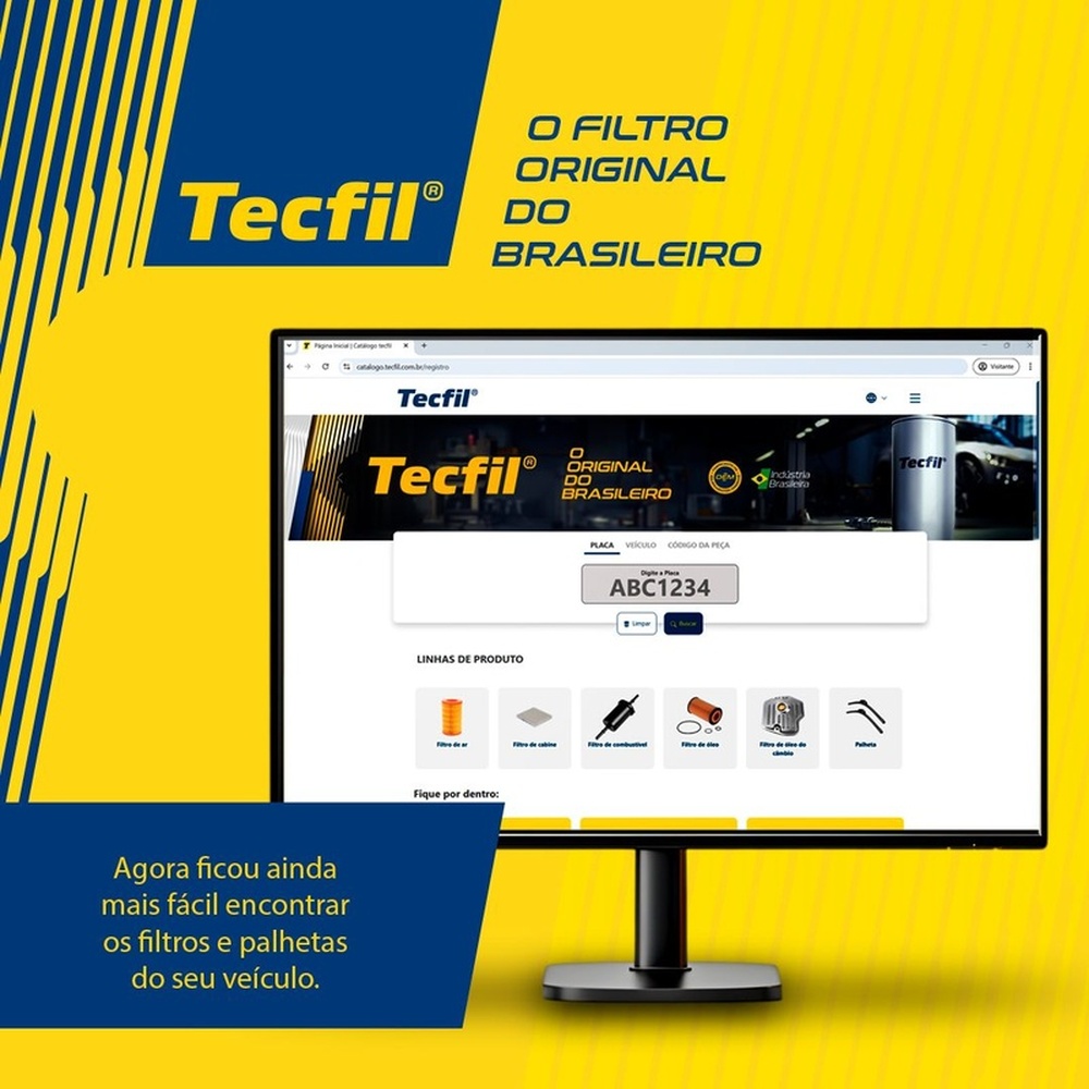 Catálogo digital da Tecfil identifica filtros e palhetas pelo número da placa do veículo