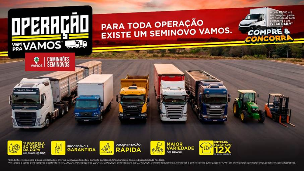 Campanha trimestral da Vamos oferece condições especiais em ativos seminovos