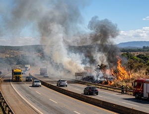 Setcemg alerta motoristas para riscos de queimadas nas rodovias de Minas Gerais